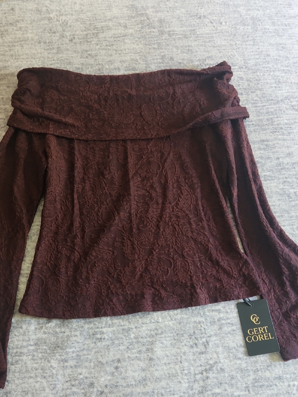 Off-Shoulder Lace Top in Deep Burgundy